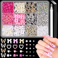 BELLEBOOST mariposas 3D para uñas con brillo duradero
