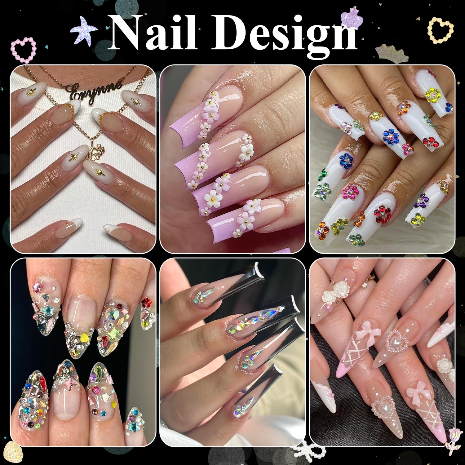 BELLEBOOST mixed colorful 3D nail pearl charms for decorative accents