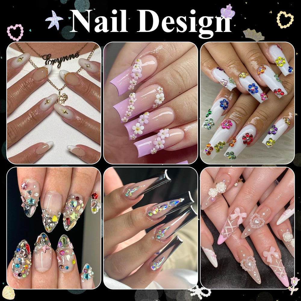 BELLEBOOST mixed colorful 3D nail pearl charms for decorative accents