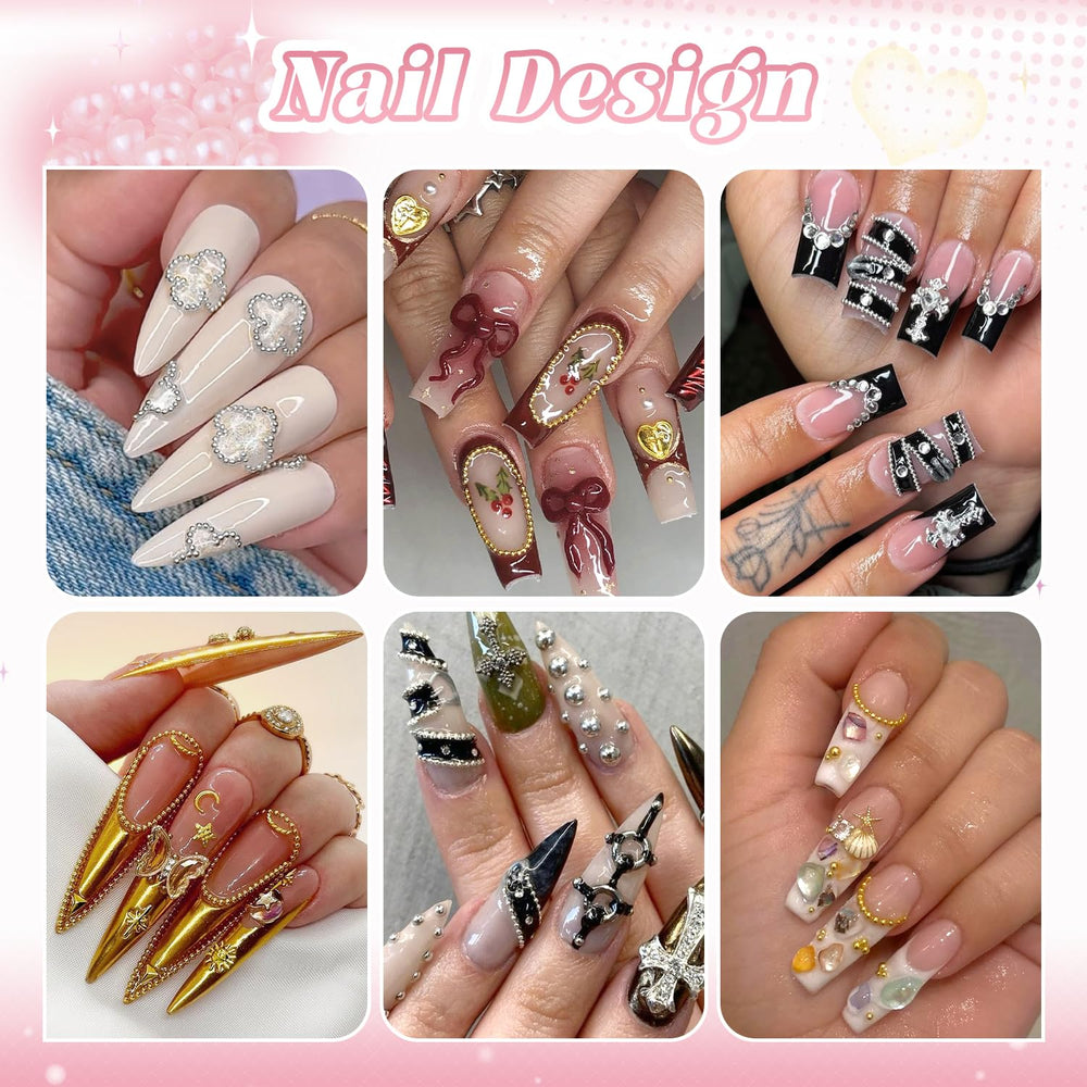 BELLEBOOST silver gold beads on nail art sample