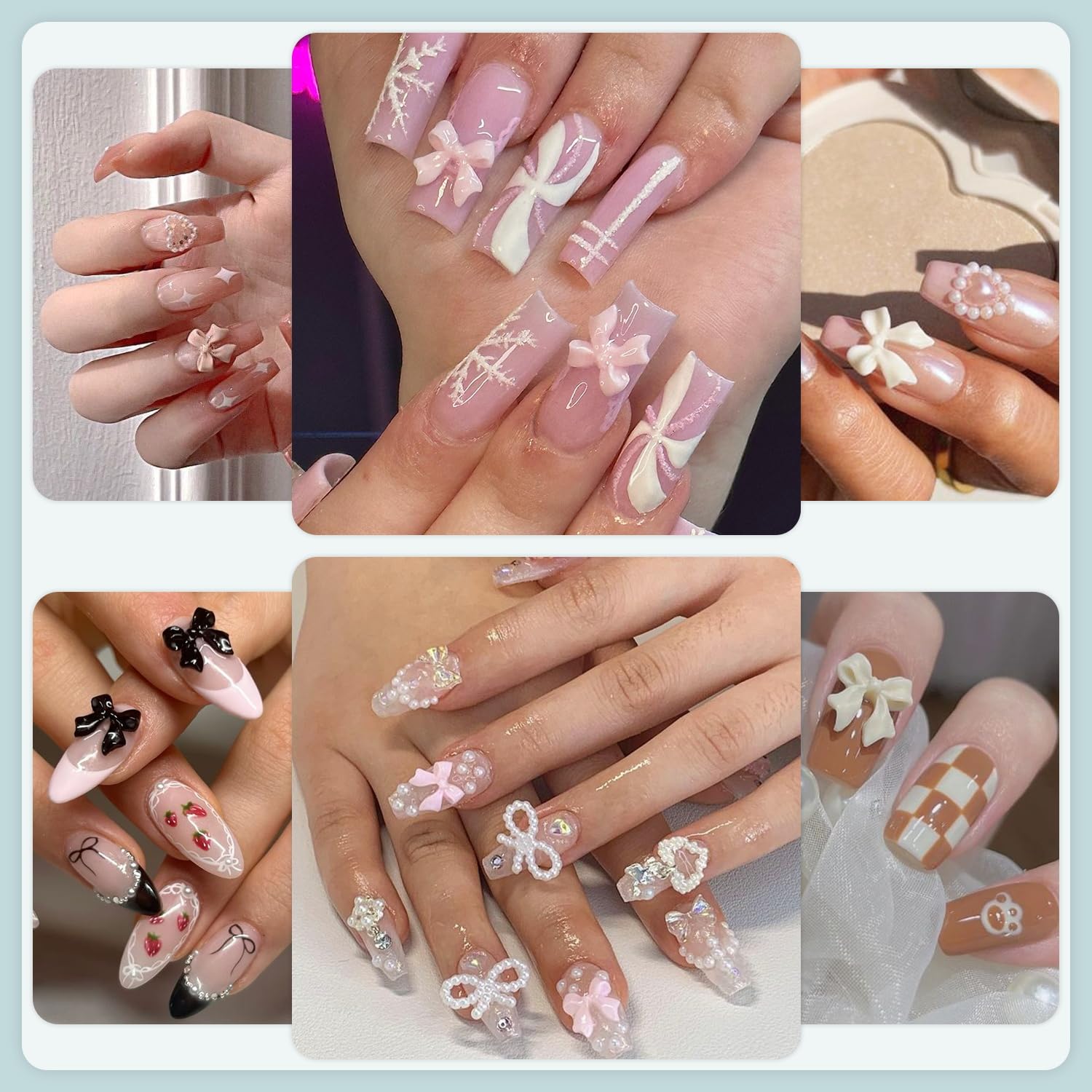 BELLEBOOST nail art design inspiration with sparkling charms and pearls.