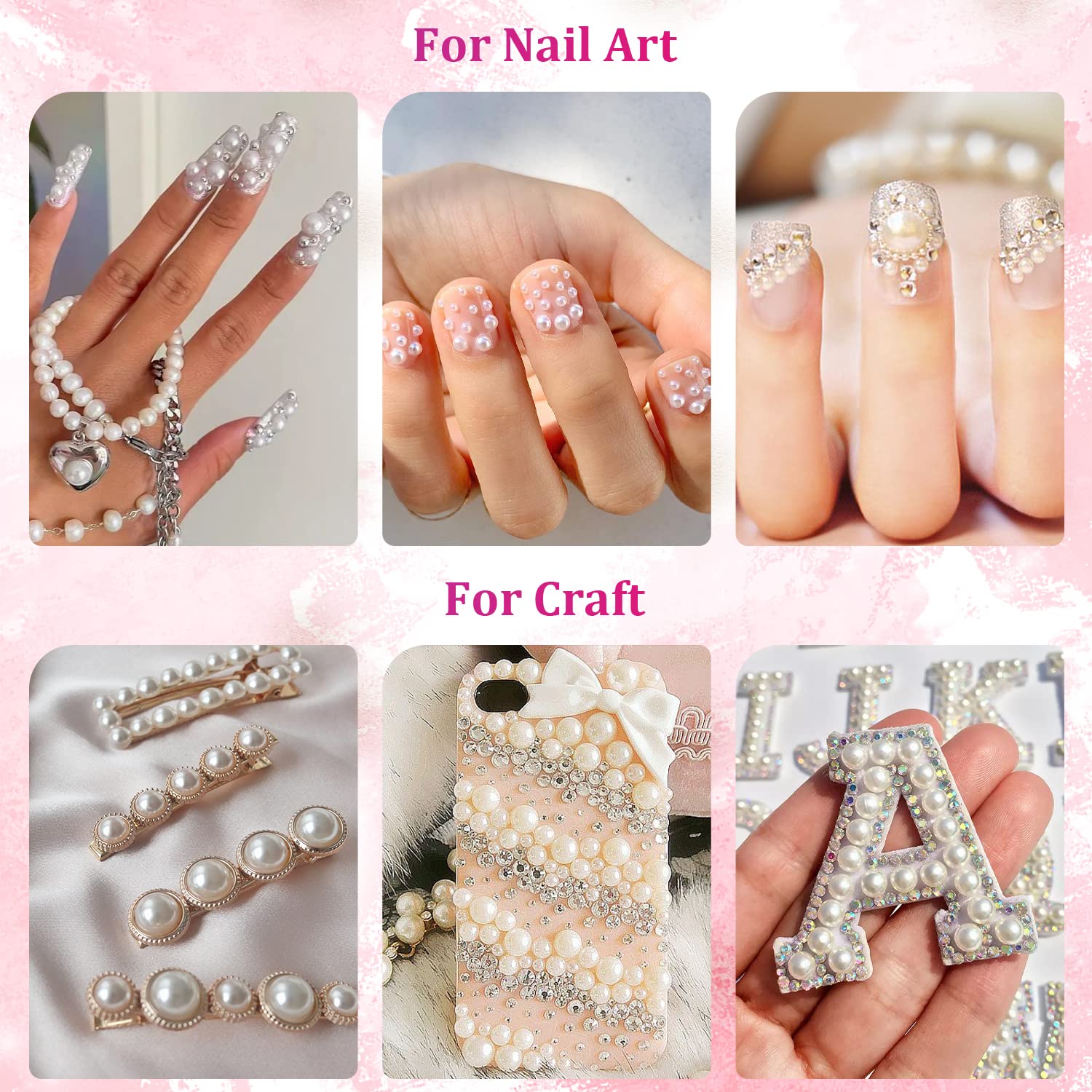 BELLEBOOST pearls set with sizes 2 to 8 mm for versatile uses in art and makeup