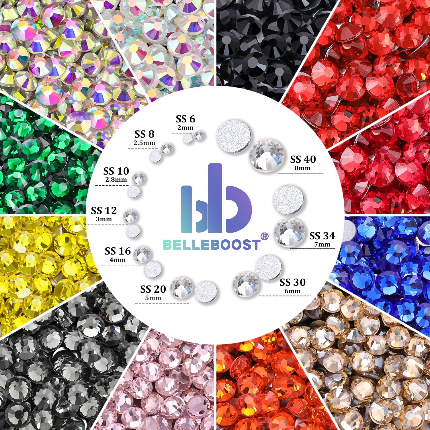 BELLEBOOST Glass gems add sparkle to phone cases and scrapbooks.