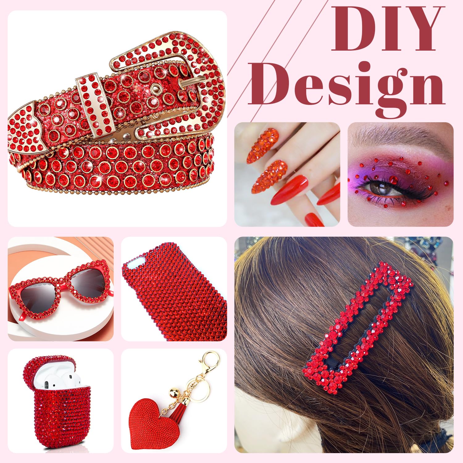 BELLEBOOST red rhinestones provide vibrant crystal shine for crafts and nails