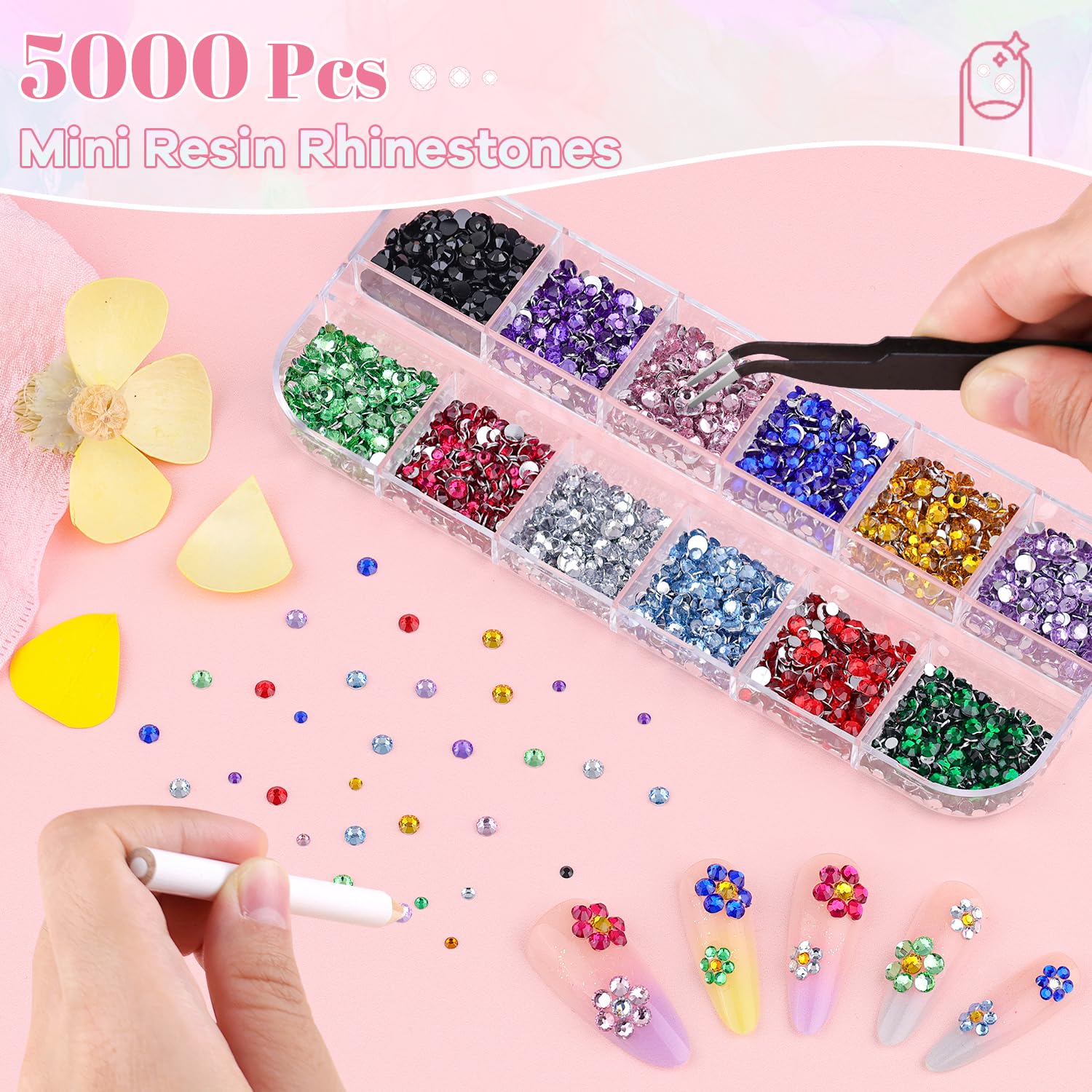BELLEBOOST silver flatback rhinestones close-up, bright shine for dazzling nail art