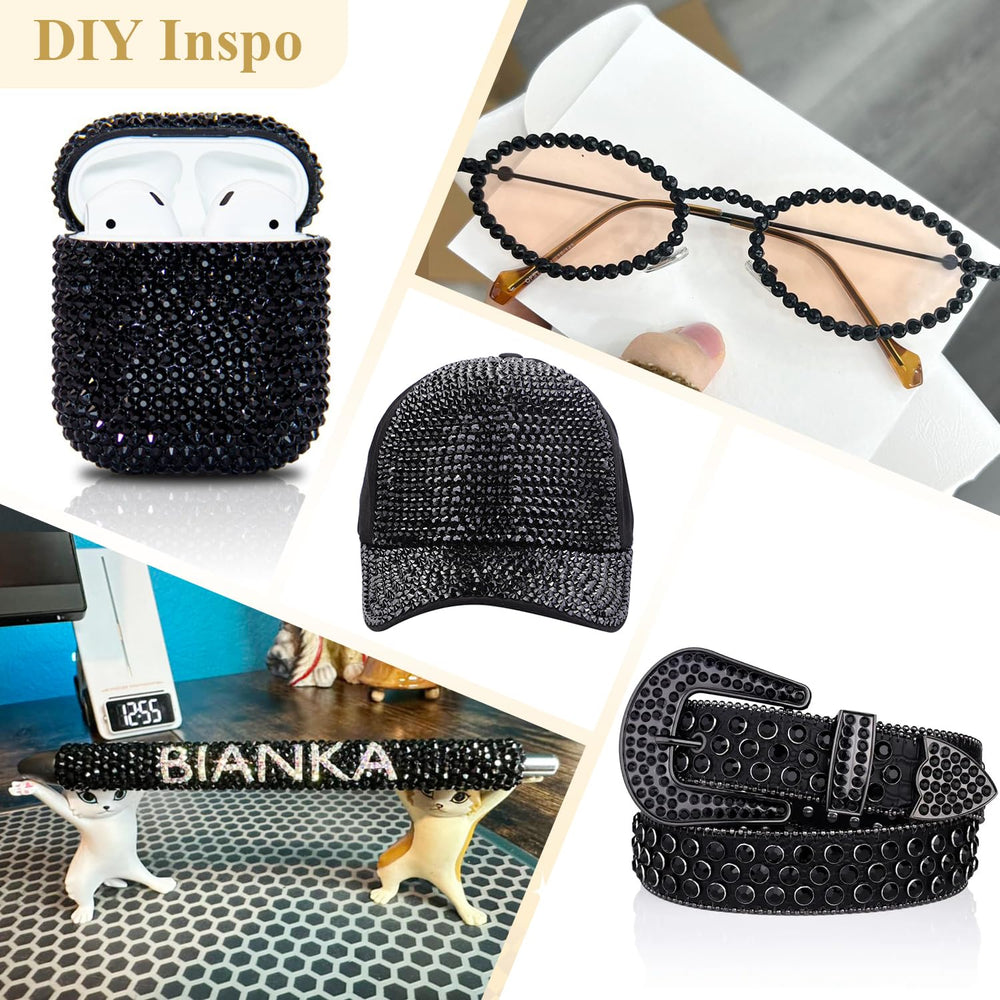 BELLEBOOST tumbler decor rhinestones jet-black crystal for drinkware sparkle.
