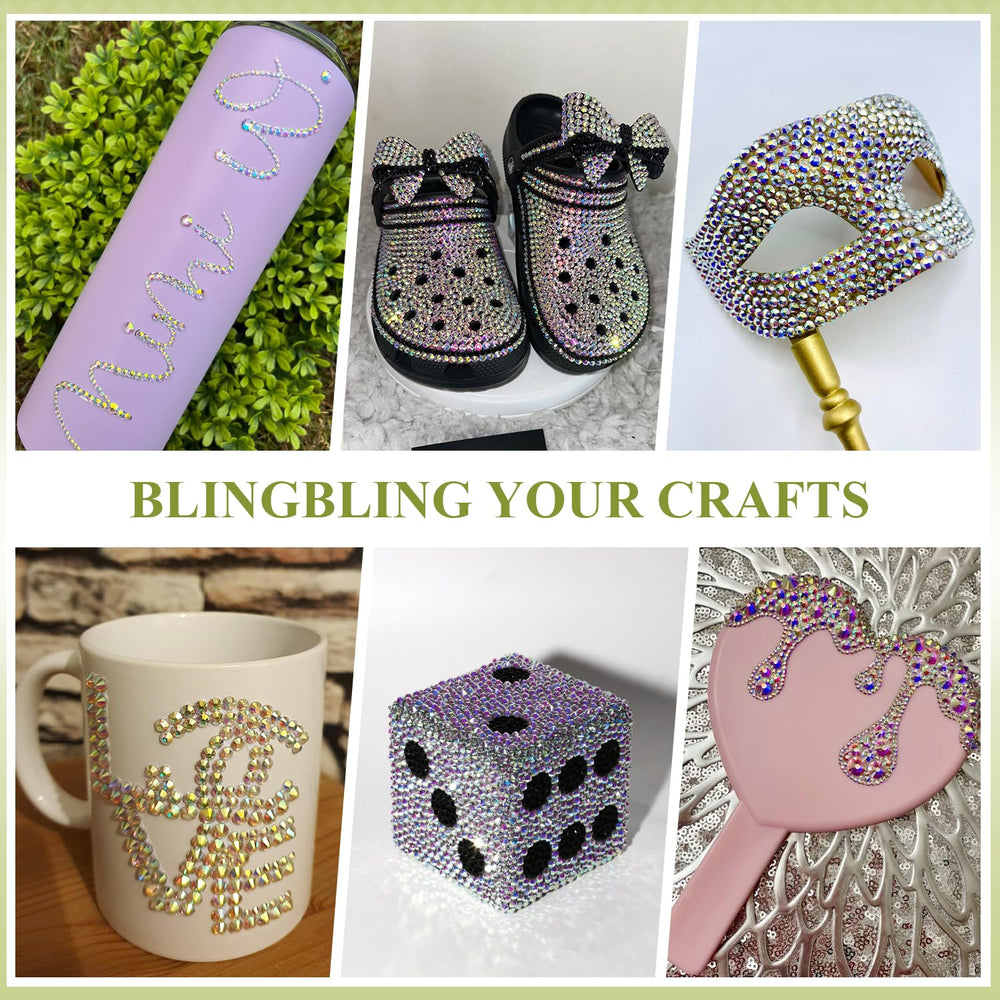 BELLEBOOST Tumbler decorations with iridescent color effects for cups and bottles.