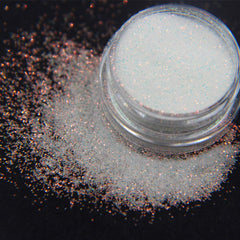 Bellecrey brillo blanco arcoíris para uñas, acabado iridiscente y vibrante
