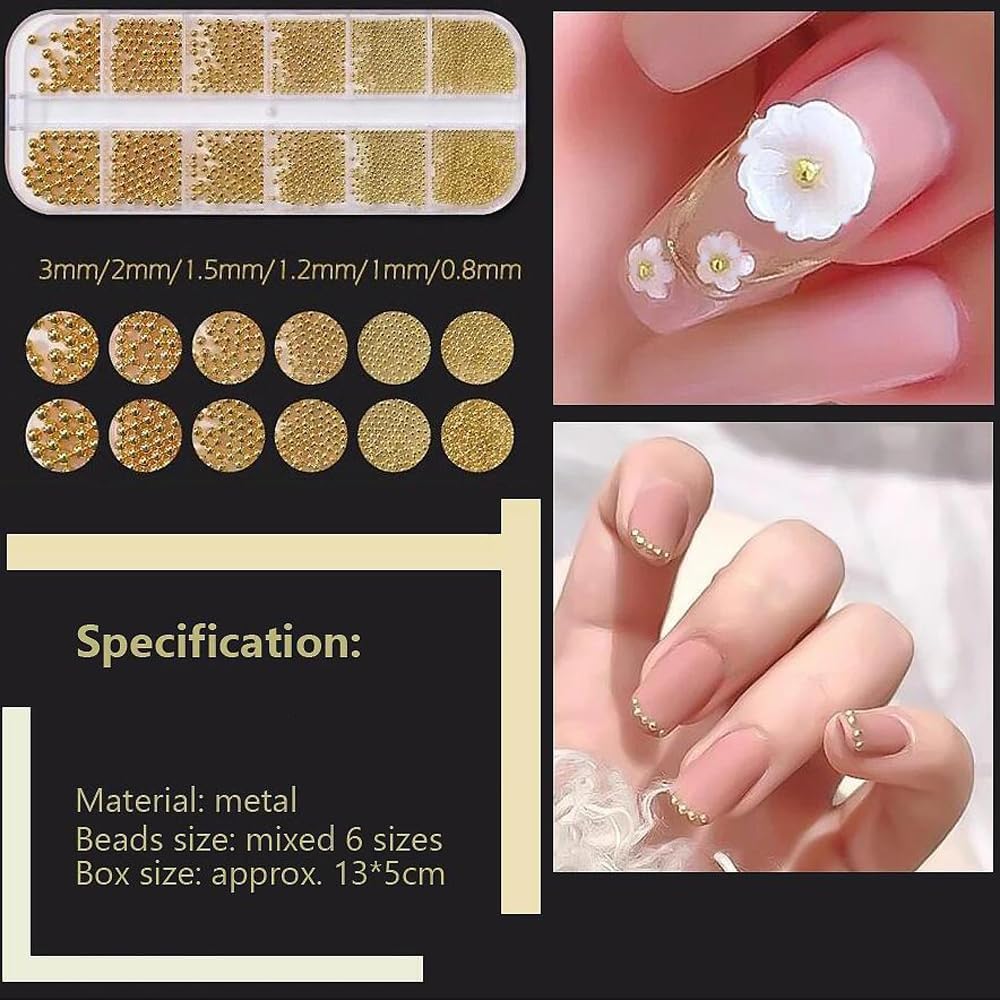 Bellecrey silver nail beads caviar 1mm adds subtle shine.