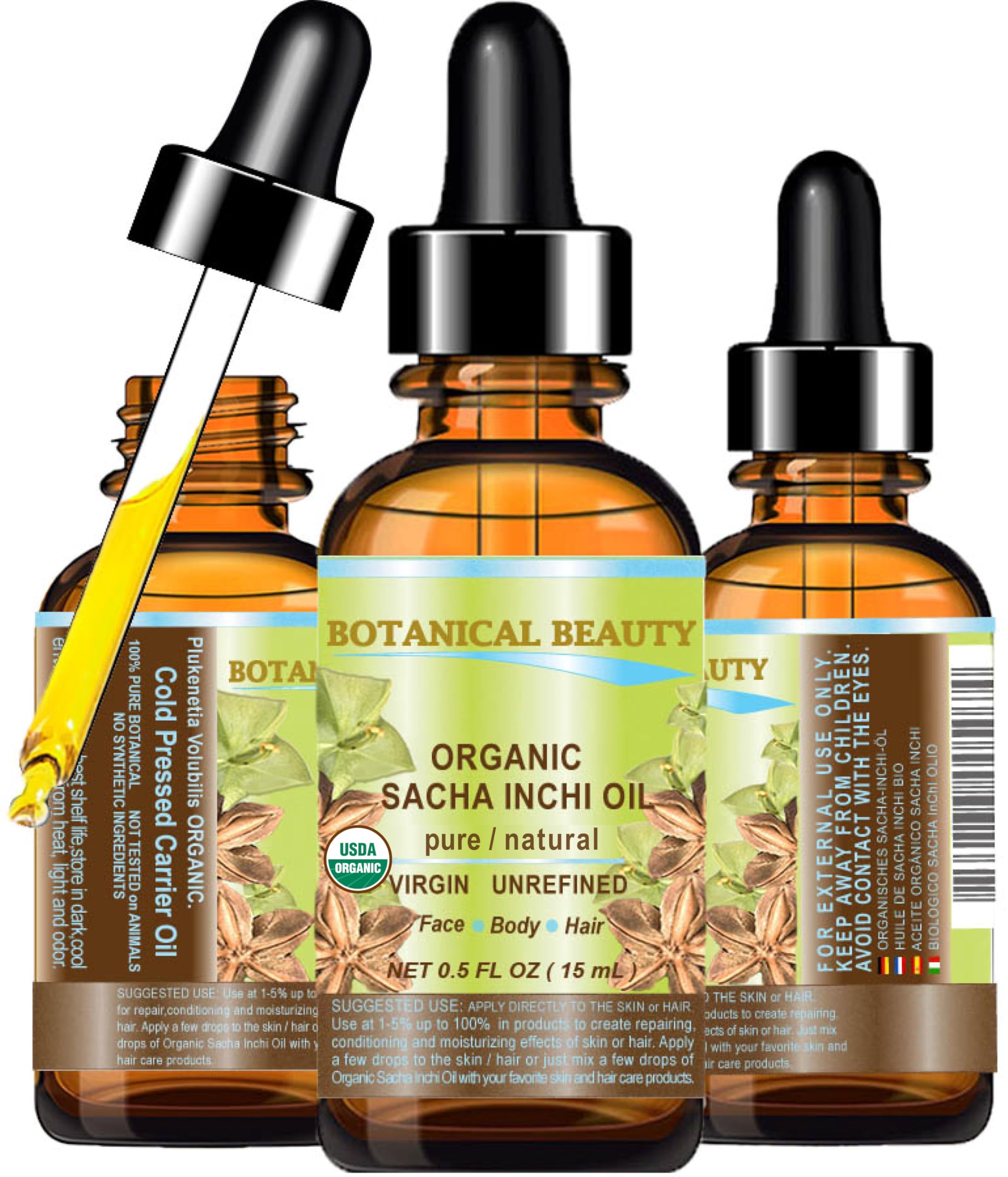 Aceite de Sacha Inchi para la cara, hidratación ligera y rápida absorción.