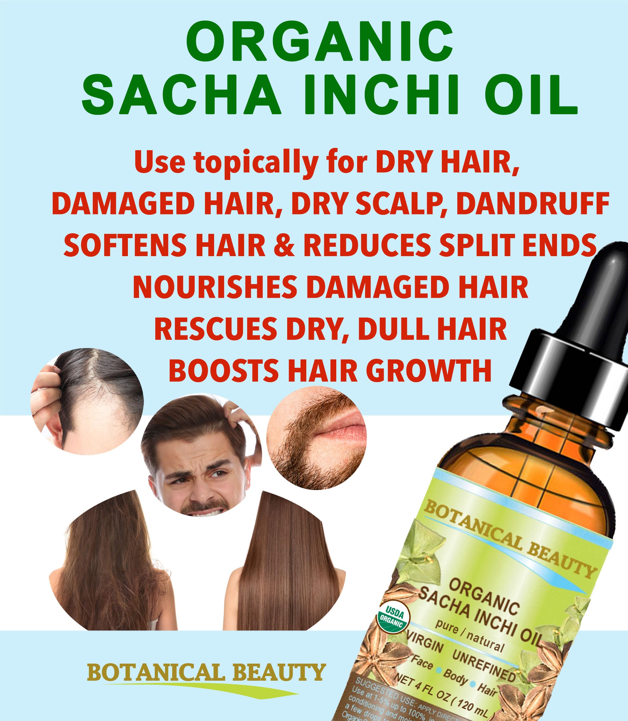 Aceite de Sacha Inchi, ingredientes orgánicos certificados.