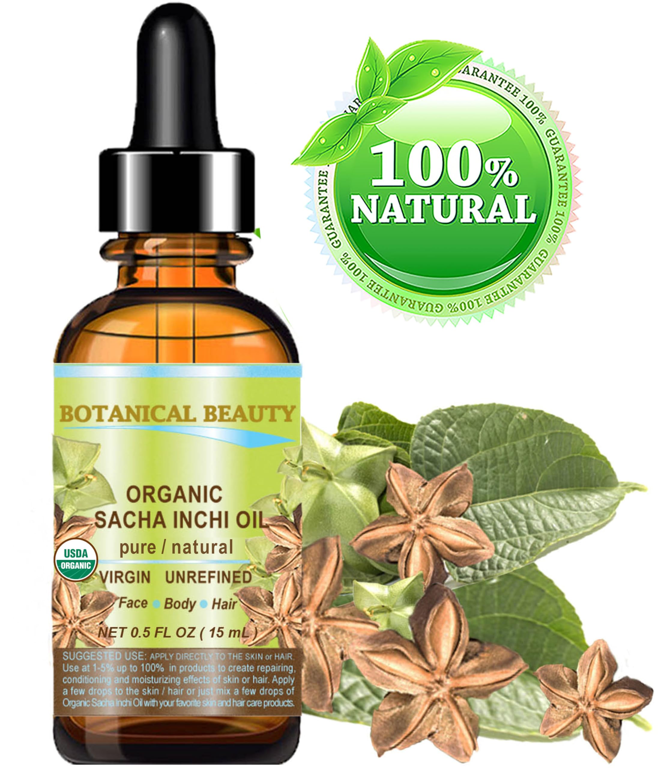 Aceite de Sacha Inchi para masaje facial, textura suave y no grasa.