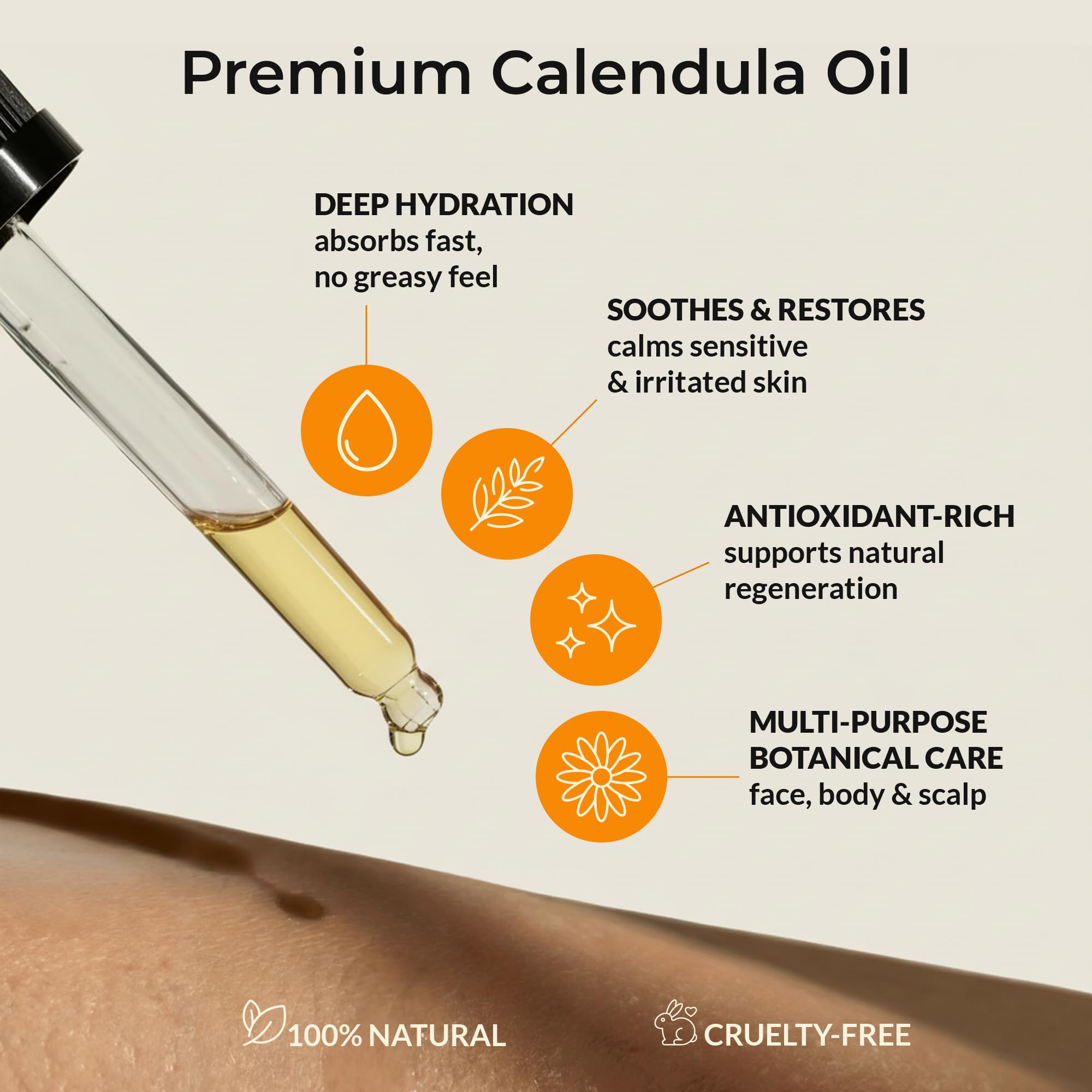 Etiqueta orgánica Belleza Diaria Calendula Aceite: ingrediente natural para hidratación suave