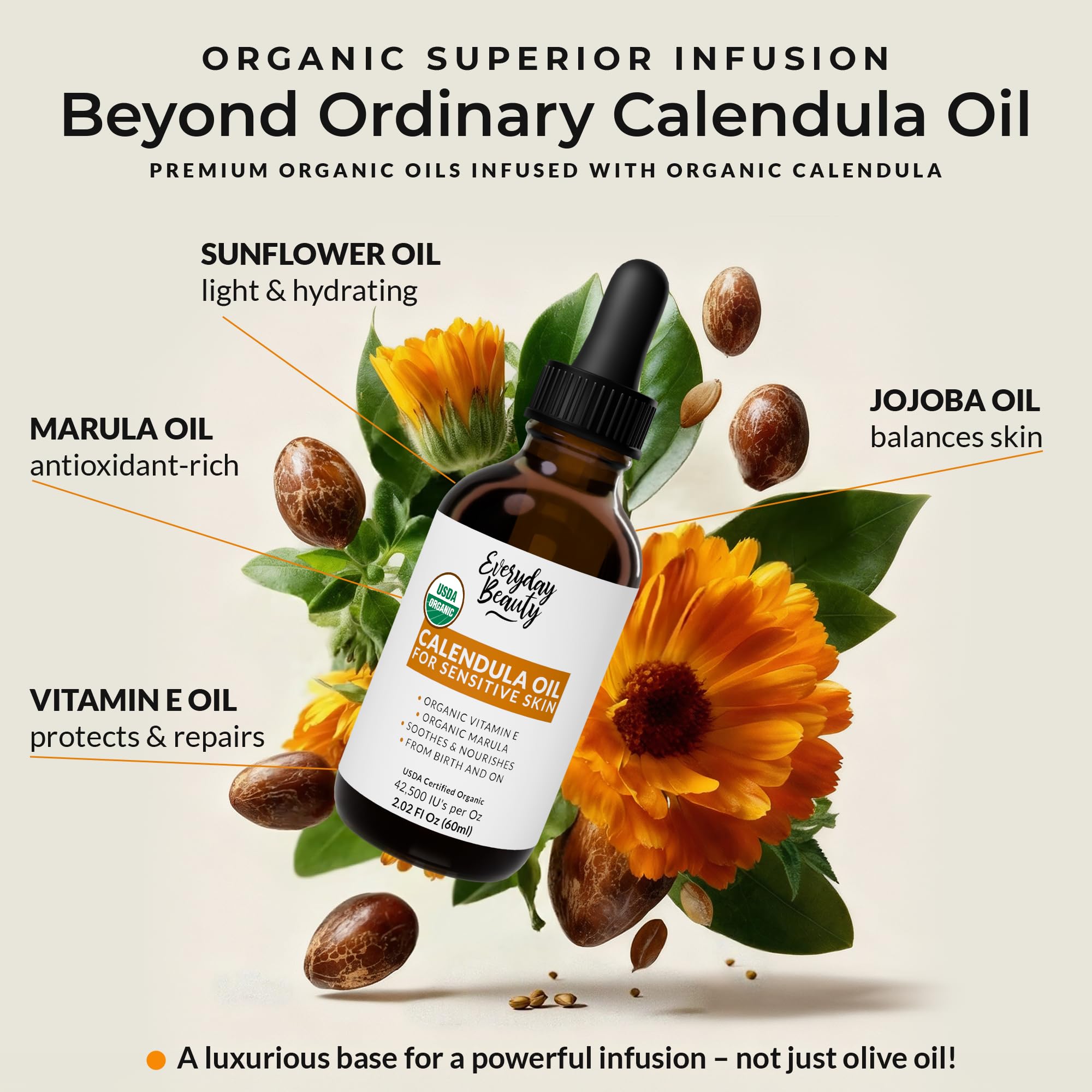 Aceite Belleza Diaria Calendula con gotero: uso diario para nutrir piel seca