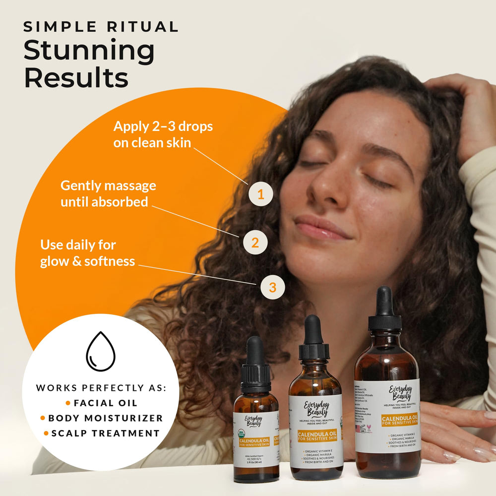 Textura ligera Belleza Diaria Calendula Aceite: se absorbe rápido sin grasa