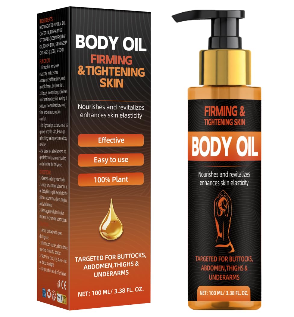 Bellisinno Body Firming Oil after shower bottle demonstrates quick absorption and lasting moisture.