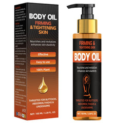 Bellisinno Body Firming Oil after shower bottle demonstrates quick absorption and lasting moisture.