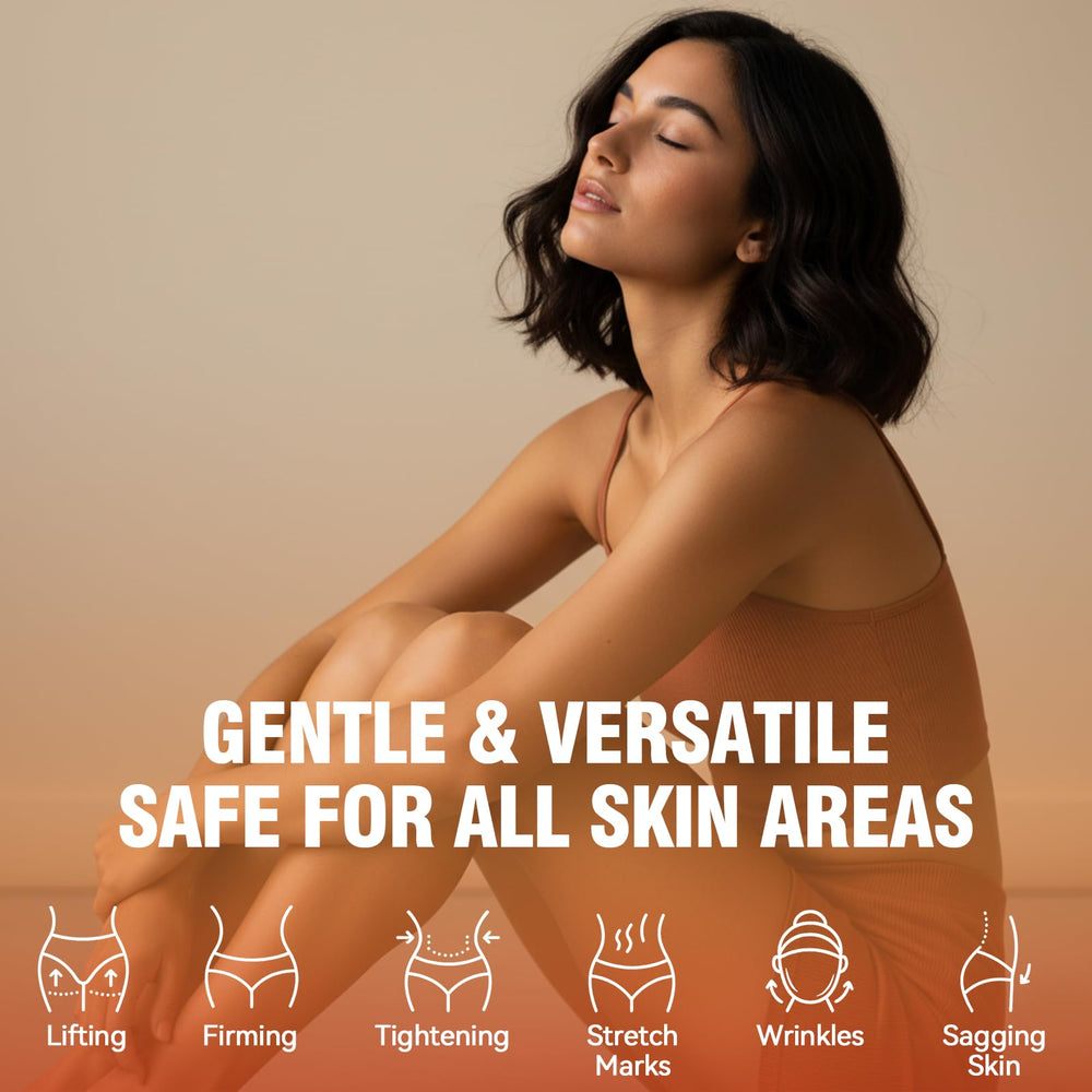Bellisinno Body Firming Oil silky texture dispense highlights smooth, non-greasy finish.
