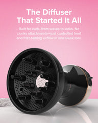 Bellissima Diffon 2-in-1 hair dryer in action for drying and diffusing.