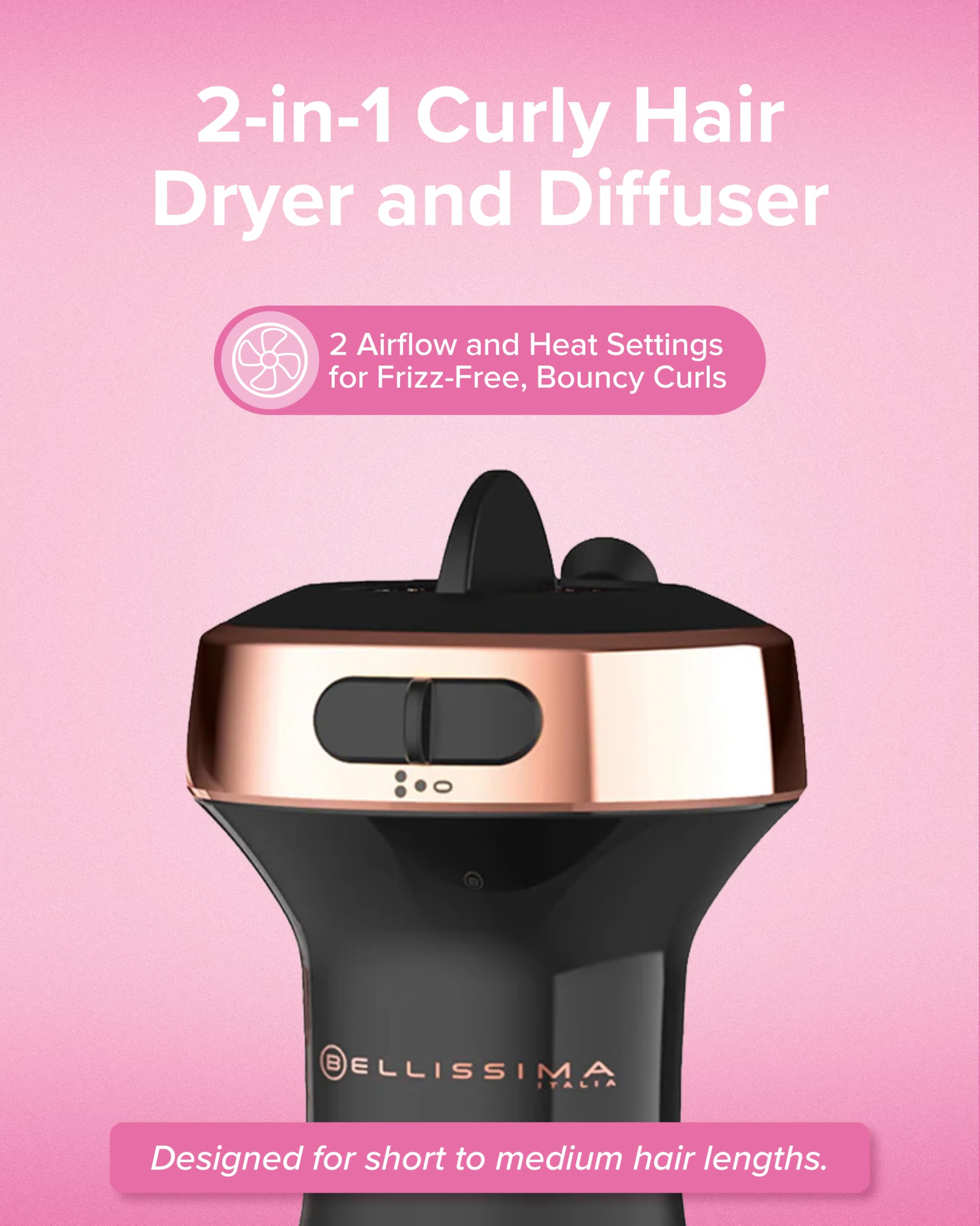 Bellissima Diffon diffuser adding curl definition with gentle heat.