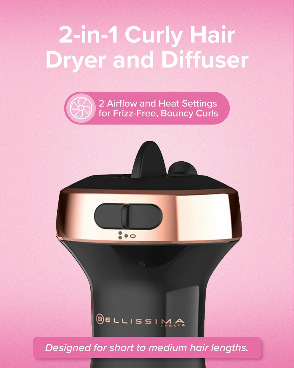 Bellissima Diffon diffuser adding curl definition with gentle heat.