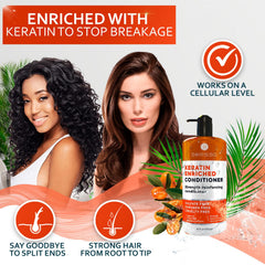 Bellisso Acondicionador de Keratina, aplicación crema ideal para cabello dañado y rizado