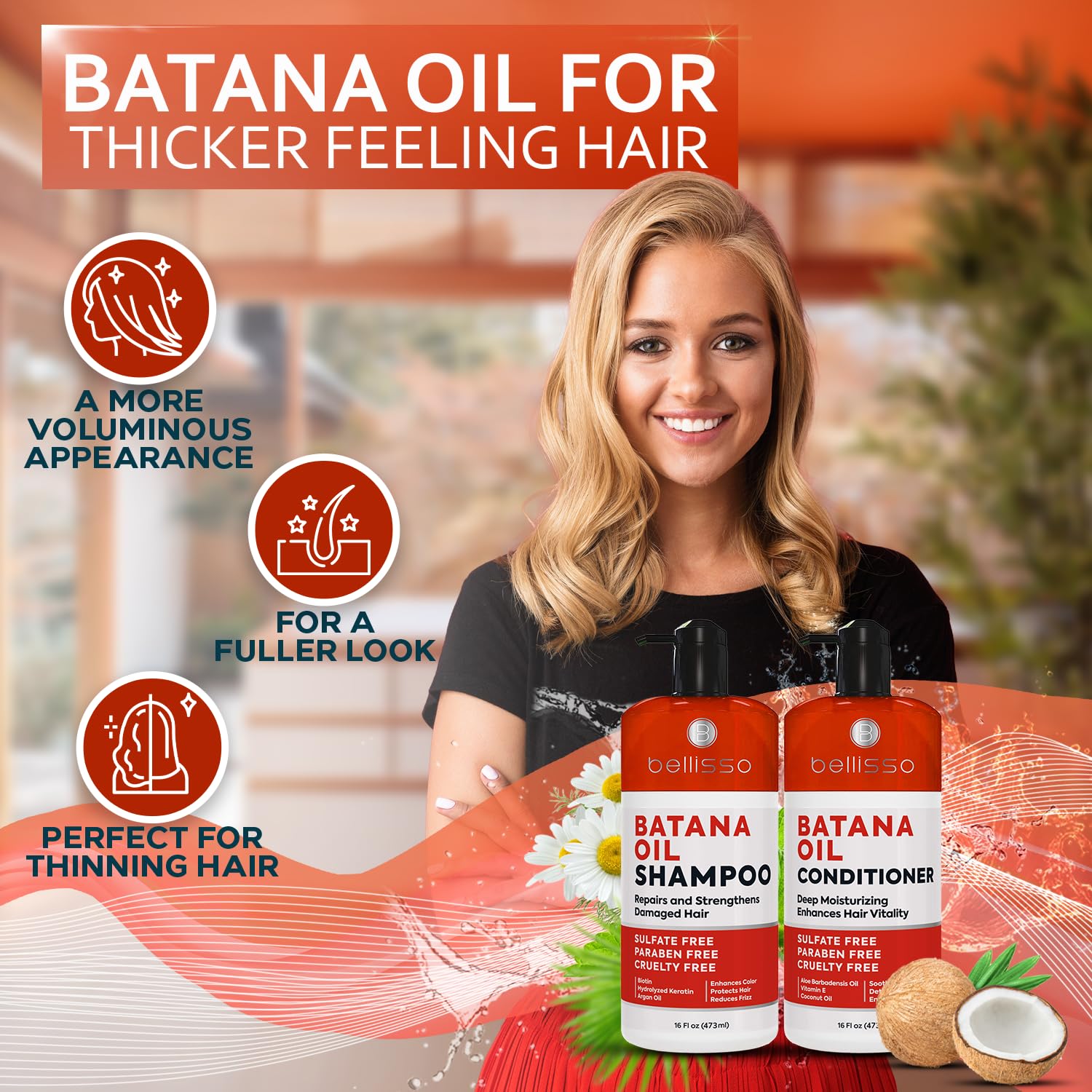Acondicionador Bellisso Aceite de Batana: nutrición que facilita el peinado y brillo.