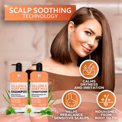 Bellisso beef-tallow conditioner bottle provides smoothing moisture for hair.