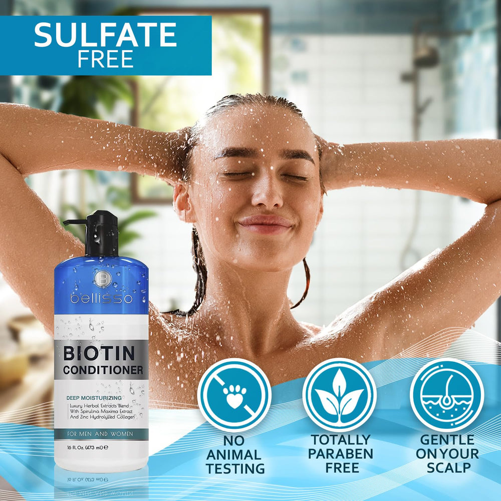 Applying Bellisso Biotin Conditioner on wet hair after wash.