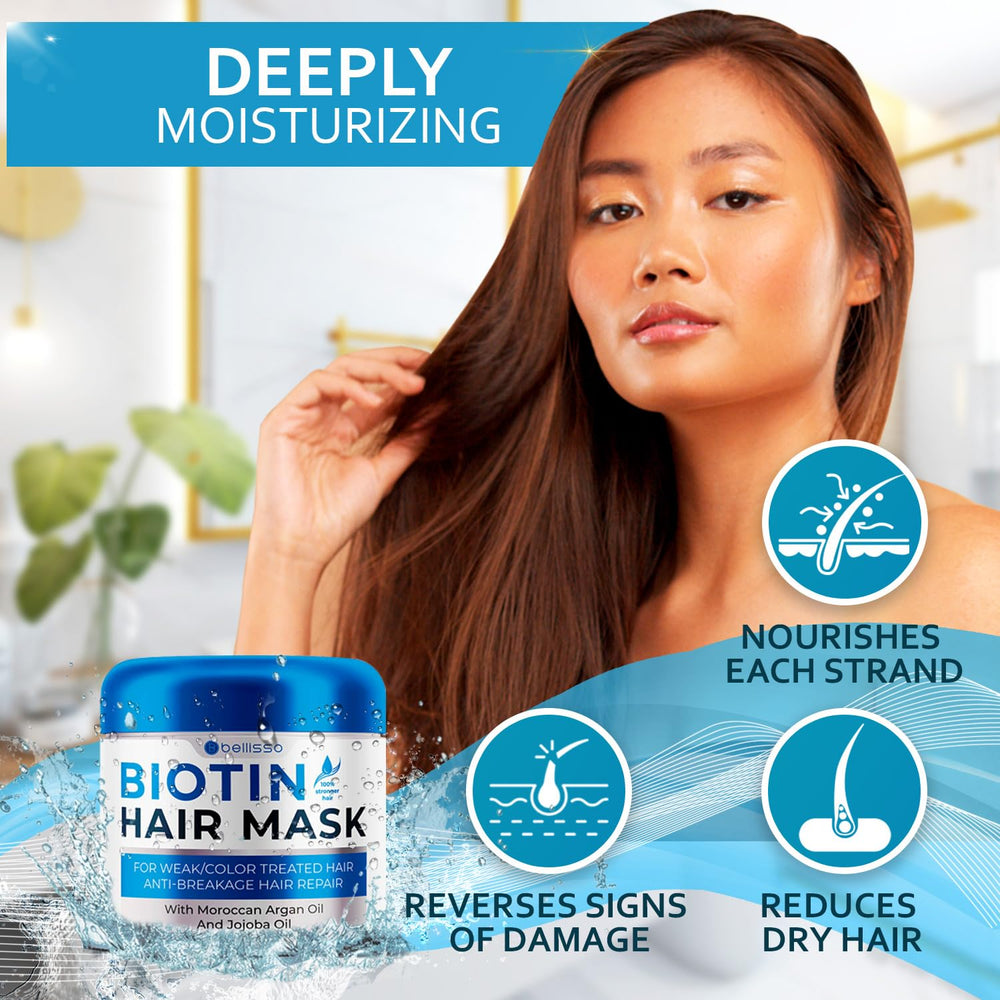 Aplicación de la mascarilla Bellisso para desenredar y proteger el cabello.