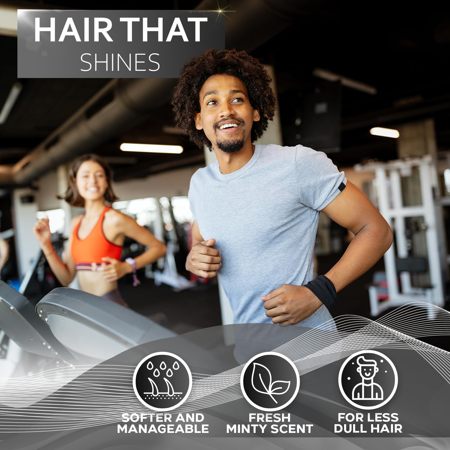 Bellisso biotin and keratin components on hair strand, suggesting thickness.