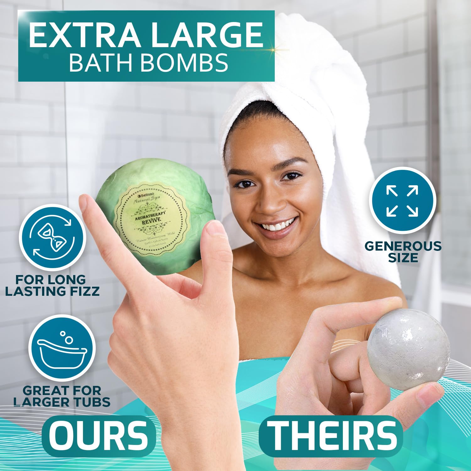 Bellisso bombas de baño XXL con sal del Mar Muerto: piel suave.