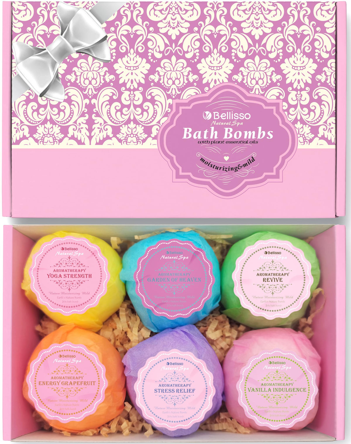 Bellisso set regalo de bombas de baño, seis unidades para relajación sensorial.