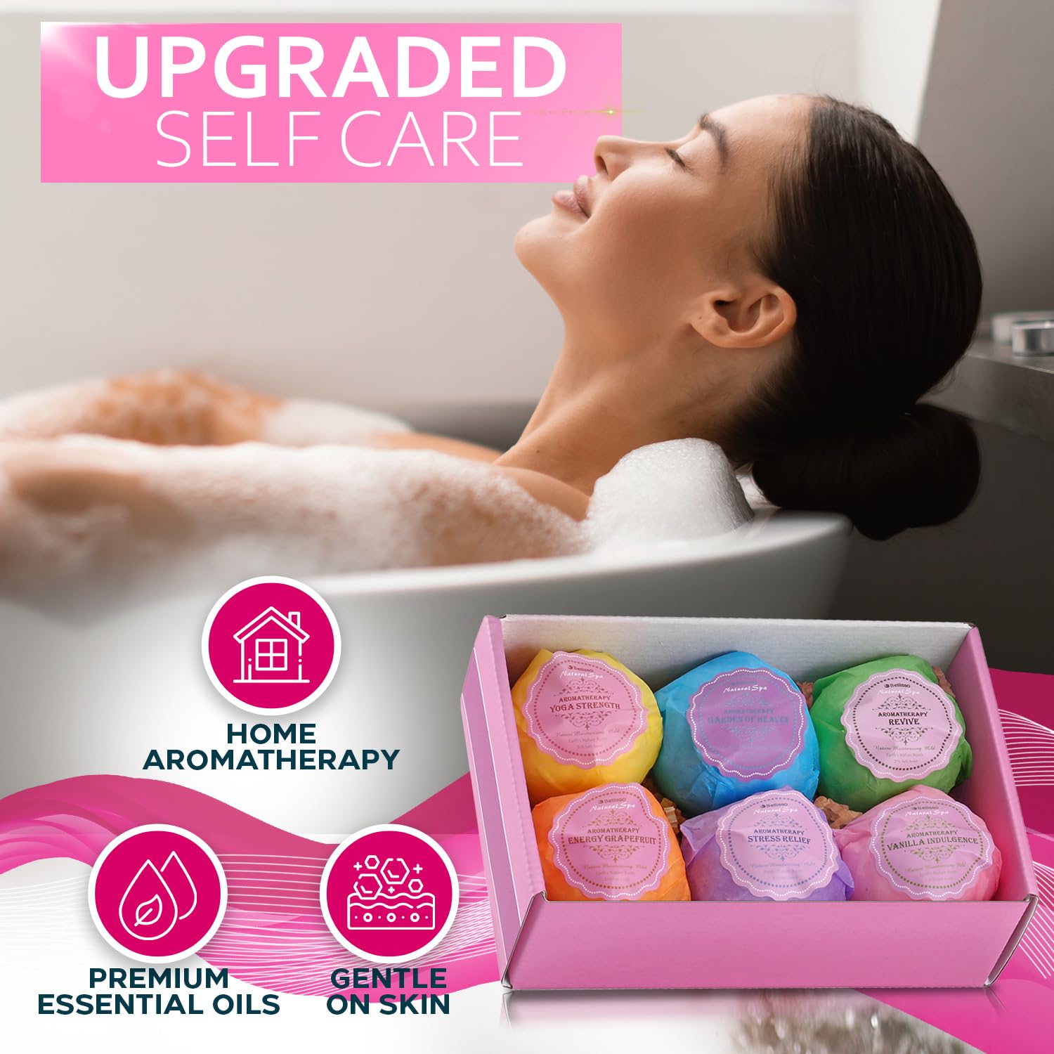 Bellisso bomba de baño de calidad premium para experiencia spa en casa.