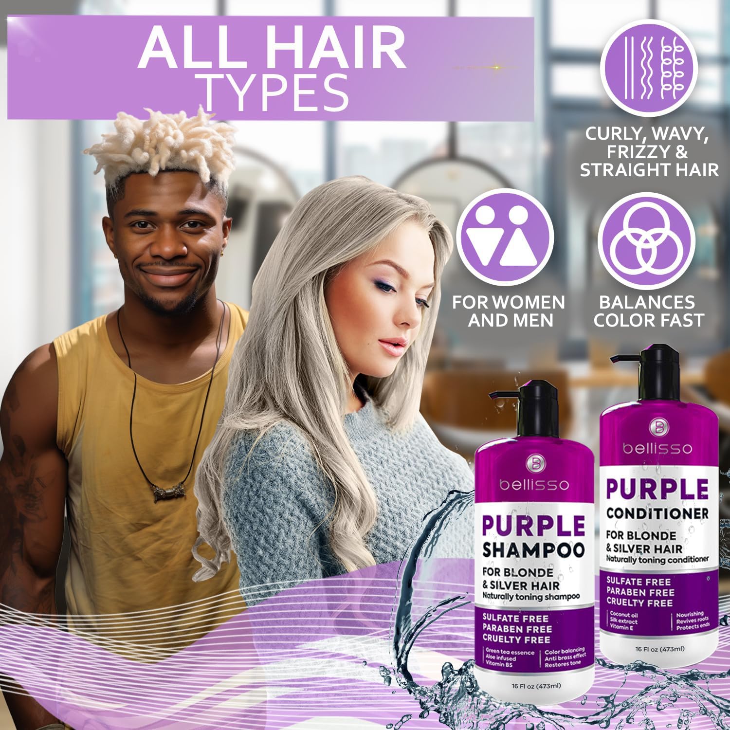 Bellisso bottle with argan oil, jojoba, and aloe for hydration and shine