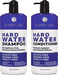 Bellisso champú agua dura vertido, limpia minerales para cabello más limpio