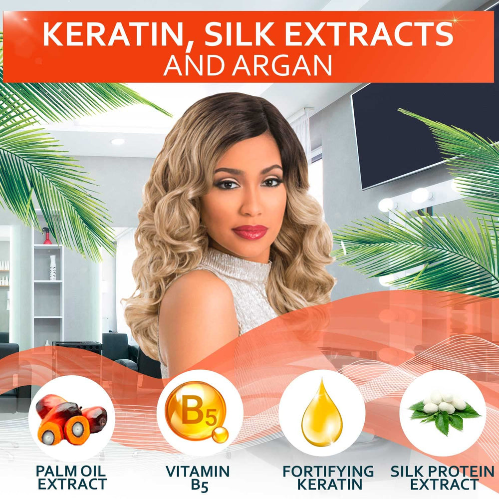 Bellisso Keratin Champú, envase elegante que sugiere cuidado profesional diario.
