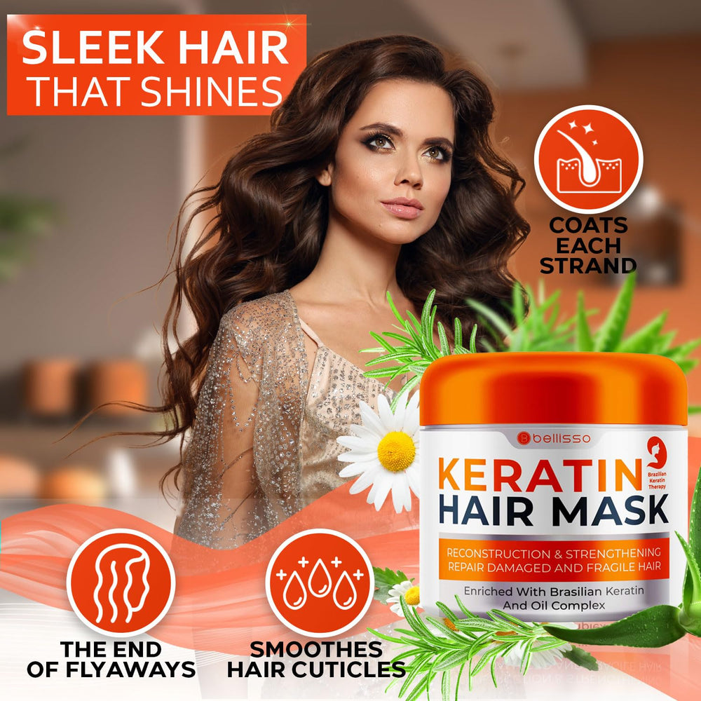 Bellisso mascarilla keratina para cabello largo: nutrición y reparación de puntas