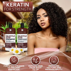Bellisso salicylic acid conditioner bottle highlighting hydration for scalp comfort.
