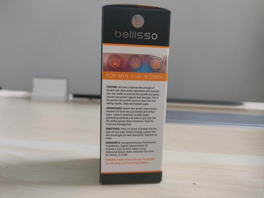 Bellisso Keratina: detalle de envase premium y diseño cómodo.