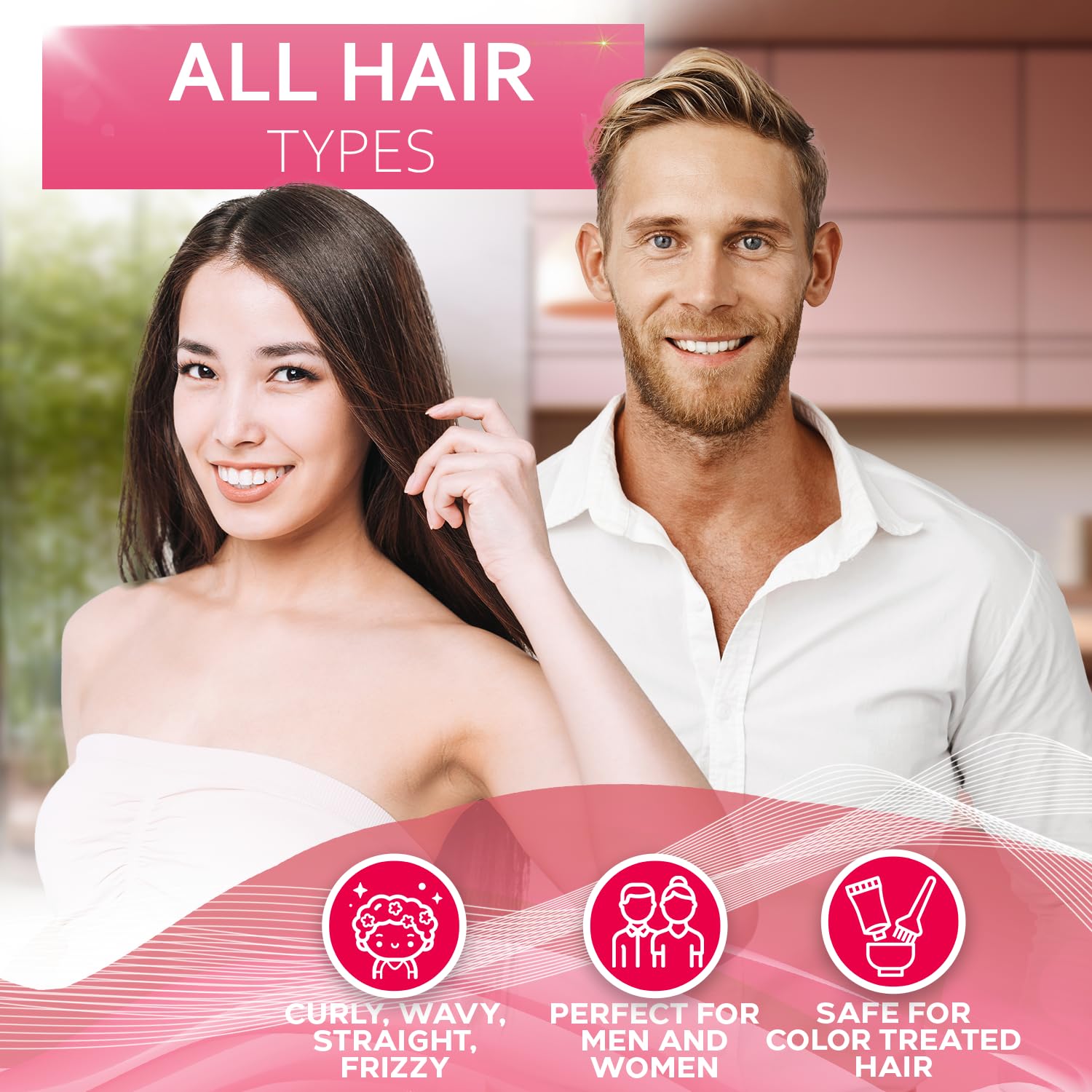 Bellisso shine on hair demonstrates reflective glow in natural light.