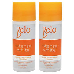 Desodorante Belo Essentials Intenso Blanco, protección 48 horas y piel suave.