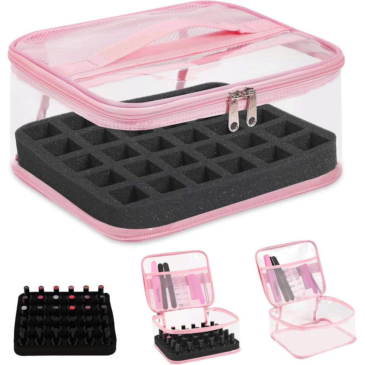 Beloving clear nail polish organizer holds up to 30 bottles at a glance.