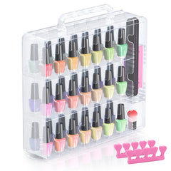 Beloving nail polish organizer front view with clear visibility and 48 bottles.