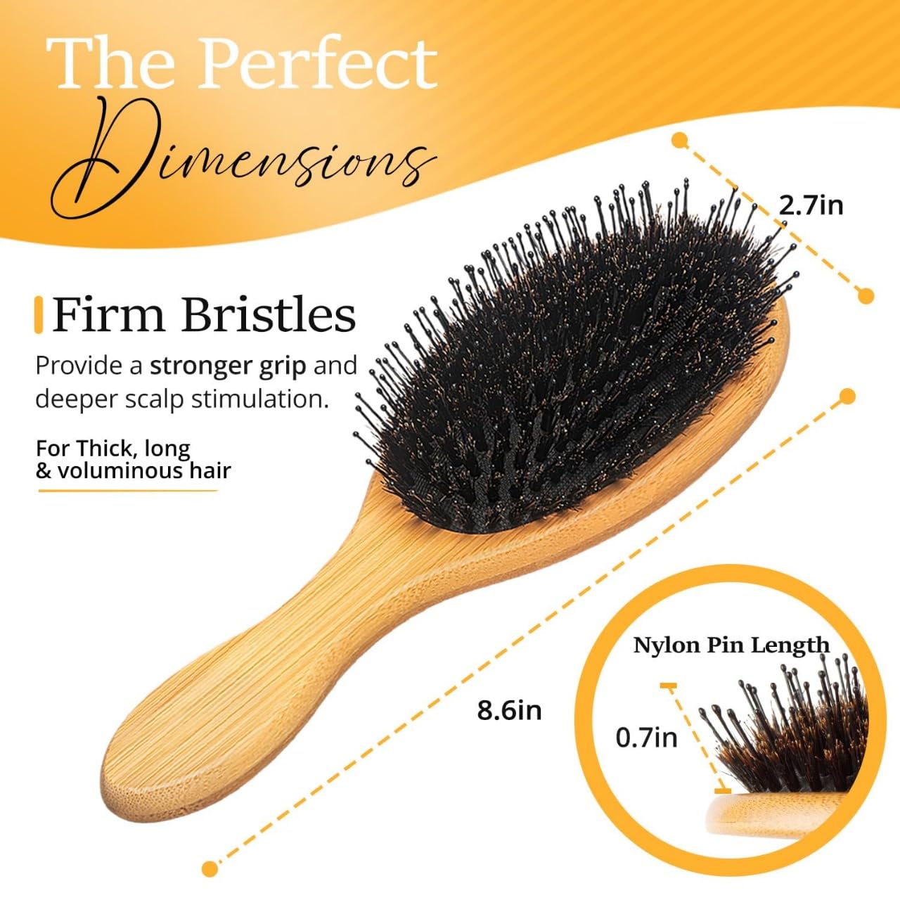 Belula Boar Bristle Hair Brush dry-hair use demonstrates sebum distribution for shine
