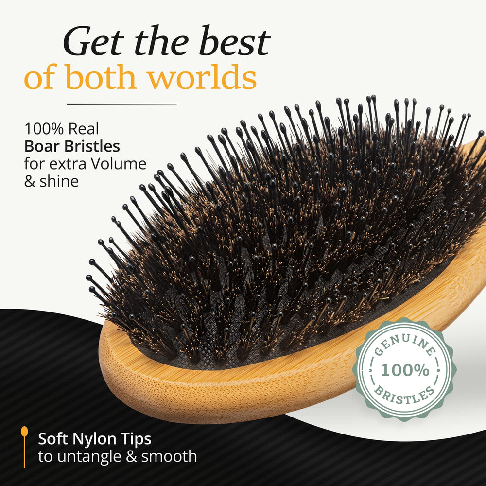 Belula wooden comb untangles knots and aids cleaning of the brush.