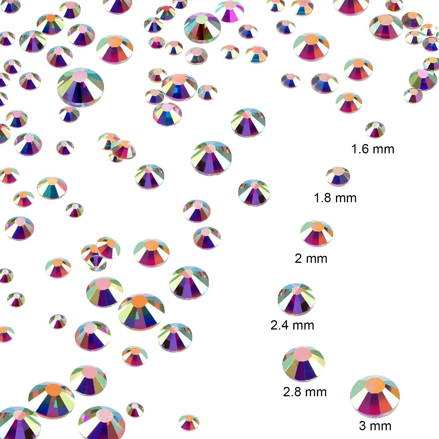 Bememo cristales AB 2.0 mm para uñas y accesorios deslumbrantes.