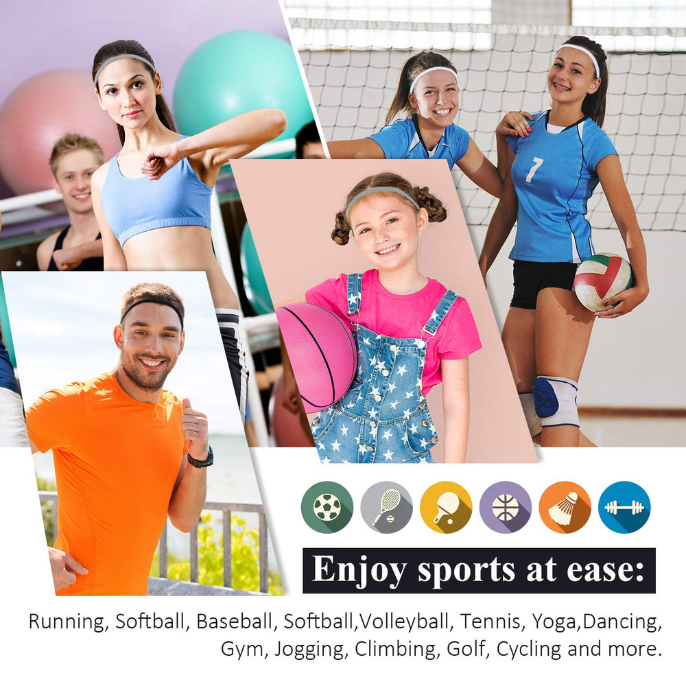 Bememo elastic sport headbands in gray stretch easily for secure active use.