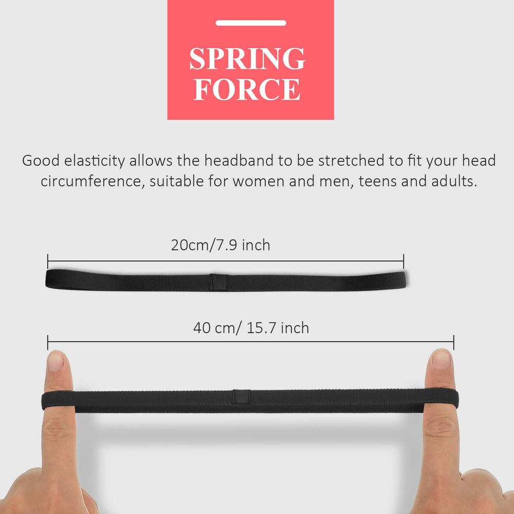 Bememo elastic black headband stretches to 16.5 inches for versatile wear