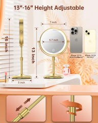Benbilry lighted makeup mirror showing height-adjustable stand for easy angle positioning